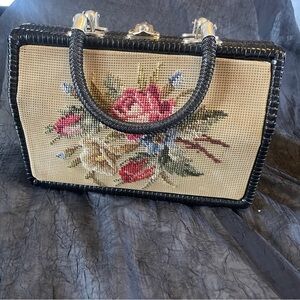 Embroidered Wicker Handbag